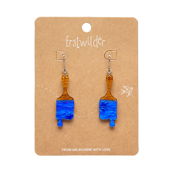 Blue Paint Brush Ripple Drop Earrings - Erstwilder Arts & Crafts