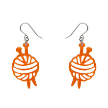 Load image into Gallery viewer, Orange Ball Of Yarn Ripple Drop Earrings - Erstwilder Arts &amp; Crafts