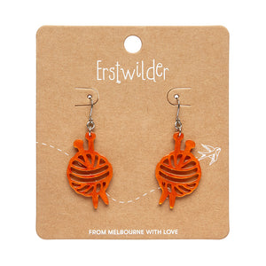 Orange Ball Of Yarn Ripple Drop Earrings - Erstwilder Arts & Crafts