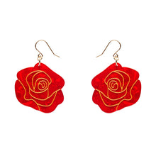 Load image into Gallery viewer, Red Eternal Rose Drop Earrings - Erstwilder x Pete Cromer &#39;Fairy Tales&#39;