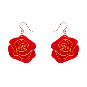 Red Eternal Rose Drop Earrings - Erstwilder x Pete Cromer 'Fairy Tales'