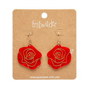 Red Eternal Rose Drop Earrings - Erstwilder x Pete Cromer 'Fairy Tales'