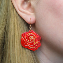 Load image into Gallery viewer, Red Eternal Rose Drop Earrings - Erstwilder x Pete Cromer &#39;Fairy Tales&#39;