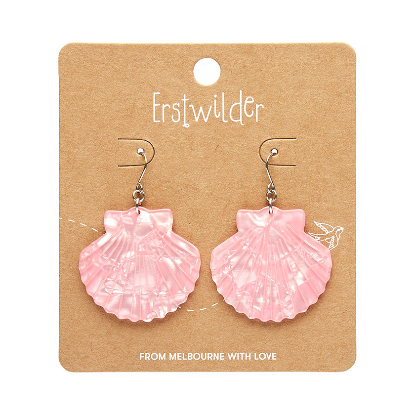 Pale Pink Sea Shell Drop Earrings - Erstwilder x Pete Cromer 'Fairy Tales'