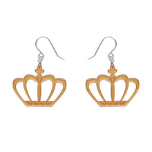 Load image into Gallery viewer, Gold Royal Crown Drop Earrings - Erstwilder London Calling