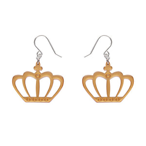 Gold Royal Crown Drop Earrings - Erstwilder London Calling