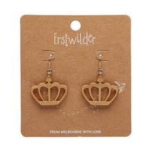 Load image into Gallery viewer, Gold Royal Crown Drop Earrings - Erstwilder London Calling