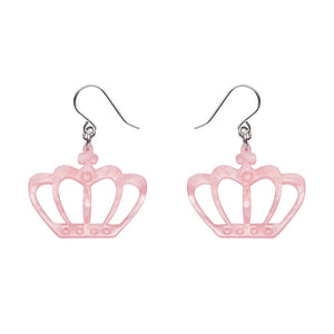 Pink Royal Crown Drop Earrings - Erstwilder London Calling