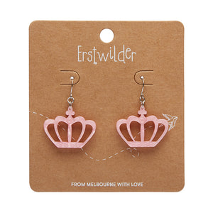 Pink Royal Crown Drop Earrings - Erstwilder London Calling