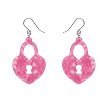 Load image into Gallery viewer, Pink Heart Locket Ripple Drop Earrings - Erstwilder Valentines 2025