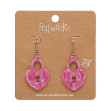 Load image into Gallery viewer, Pink Heart Locket Ripple Drop Earrings - Erstwilder Valentines 2025