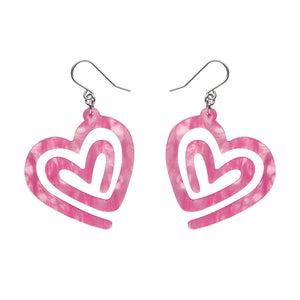 Pink Heart Maze Ripple Drop Earrings - Erstwilder Valentines 2025