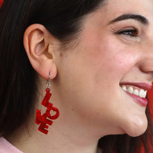 Load image into Gallery viewer, Red LOVE Ripple Drop Earrings - Erstwilder Valentines 2025