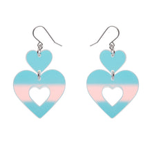 Load image into Gallery viewer, Iridescent Double Heart Drop Earrings - Erstwilder Valentines 2025