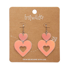 Load image into Gallery viewer, Iridescent Double Heart Drop Earrings - Erstwilder Valentines 2025