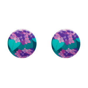 Purple Hydrangea Rounded Stud Earrings - Erstwilder x Jocelyn Proust