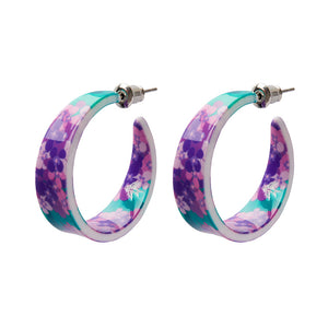 Purple Hydrangea Hoop Stud Earrings - Erstwilder x Jocelyn Proust