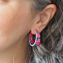 Load image into Gallery viewer, Pink Dahlia Hoop Stud Earrings - Erstwilder x Jocelyn Proust