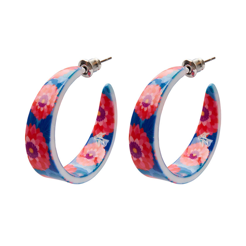 Pink Dahlia Hoop Stud Earrings - Erstwilder x Jocelyn Proust