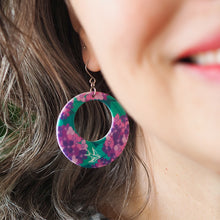 Load image into Gallery viewer, Purple Hydrangea Circle Drop Earrings - Erstwilder x Jocelyn Proust