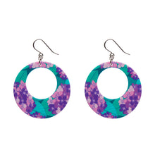 Load image into Gallery viewer, Purple Hydrangea Circle Drop Earrings - Erstwilder x Jocelyn Proust