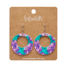 Load image into Gallery viewer, Purple Hydrangea Circle Drop Earrings - Erstwilder x Jocelyn Proust