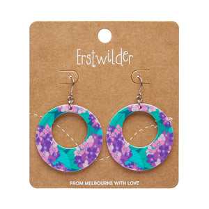 Purple Hydrangea Circle Drop Earrings - Erstwilder x Jocelyn Proust