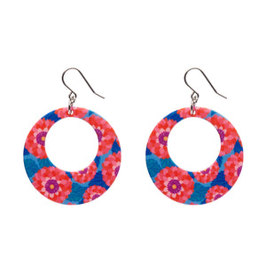 Pink Dahlia Circle Drop Earrings - Erstwilder x Jocelyn Proust