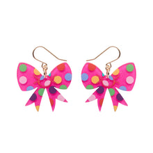 Load image into Gallery viewer, Pink Polka Dot Bow Drop Earrings - Erstwilder A Day At The Fair