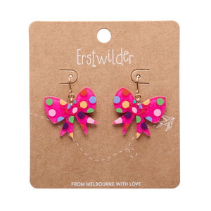 Pink Polka Dot Bow Drop Earrings - Erstwilder A Day At The Fair