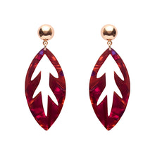Load image into Gallery viewer, Maroon Leaf Drop Earrings - Erstwilder x Pete Cromer North America