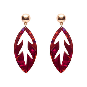 Maroon Leaf Drop Earrings - Erstwilder x Pete Cromer North America
