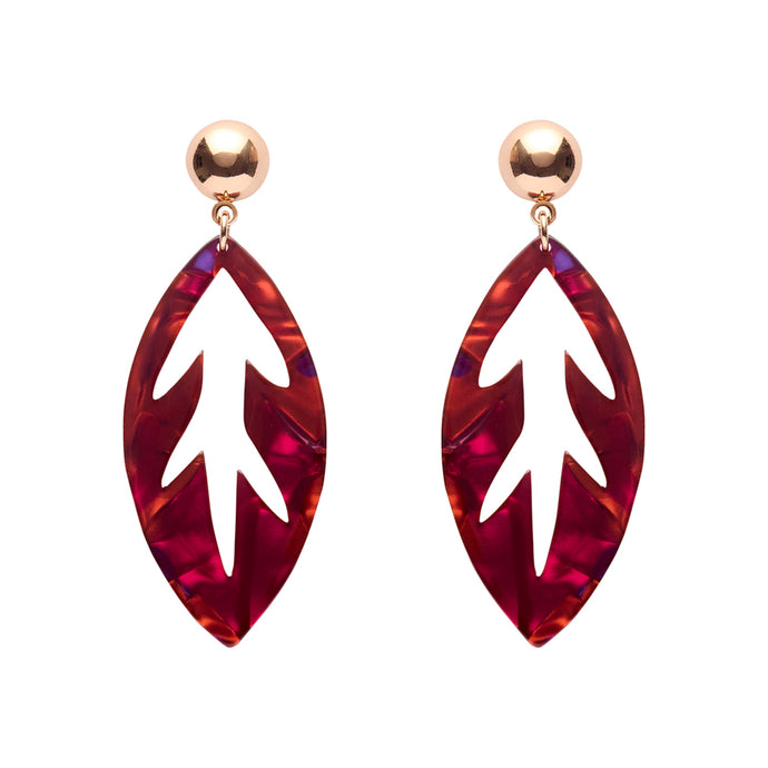 Maroon Leaf Drop Earrings - Erstwilder x Pete Cromer North America