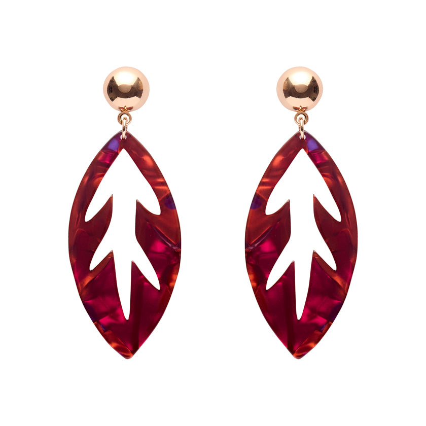 Maroon Leaf Drop Earrings - Erstwilder x Pete Cromer North America