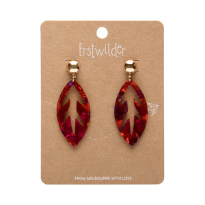 Maroon Leaf Drop Earrings - Erstwilder x Pete Cromer North America