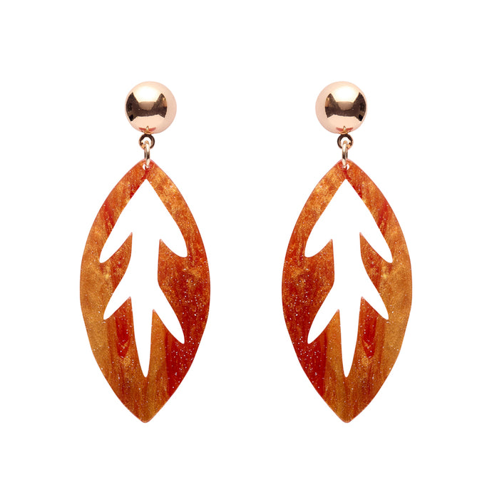 Orange Leaf Drop Earrings - Erstwilder x Pete Cromer North America