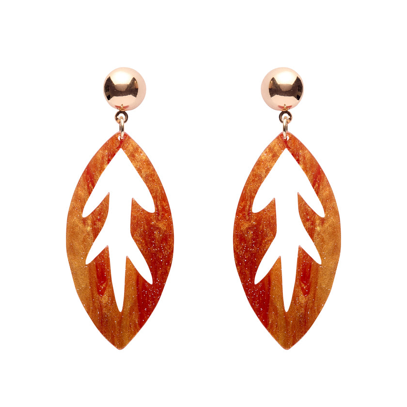 Orange Leaf Drop Earrings - Erstwilder x Pete Cromer North America