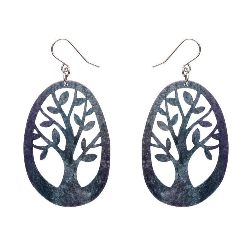Navy Tree Drop Earrings - Erstwilder x Pete Cromer North America