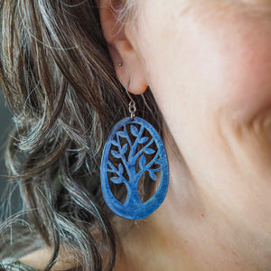 Navy Tree Drop Earrings - Erstwilder x Pete Cromer North America
