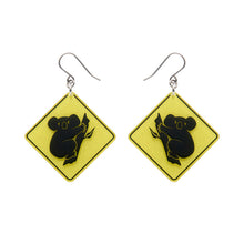 Load image into Gallery viewer, Yellow Koala Sign Drop Earrings - Erstwilder Australiana 2025