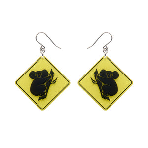 Yellow Koala Sign Drop Earrings - Erstwilder Australiana 2025