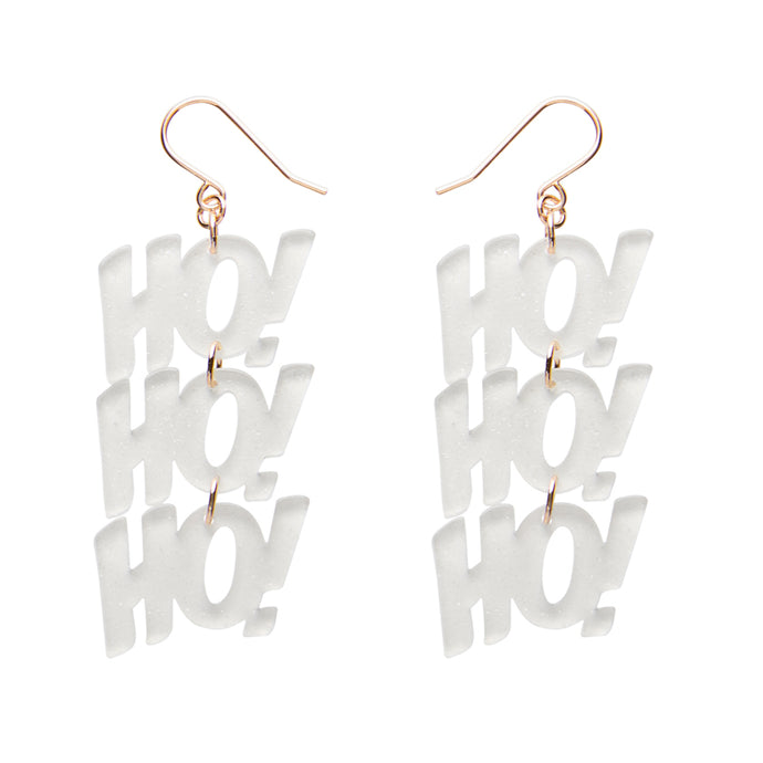 White Ho, Ho, Ho Drop Earrings - Erstwilder Merry Menagerie