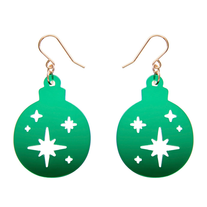 Green Round Bauble Drop Earrings - Erstwilder Merry Menagerie