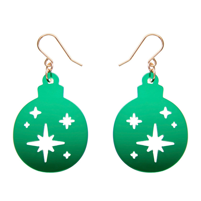 Green Round Bauble Drop Earrings - Erstwilder Merry Menagerie