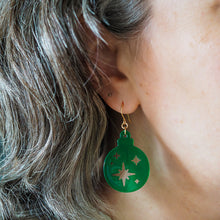 Load image into Gallery viewer, Green Round Bauble Drop Earrings - Erstwilder Merry Menagerie