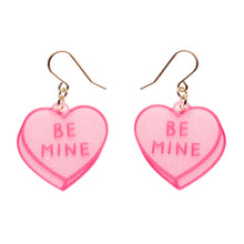 Load image into Gallery viewer, Pink Candy Heart Drop Earrings - Erstwilder Sweet Valentine