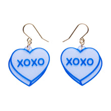 Load image into Gallery viewer, Blue Candy Heart Drop Earrings - Erstwilder Sweet Valentine