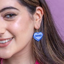 Load image into Gallery viewer, Blue Candy Heart Drop Earrings - Erstwilder Sweet Valentine
