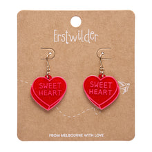 Load image into Gallery viewer, Red Candy Heart Drop Earrings - Erstwilder Sweet Valentine