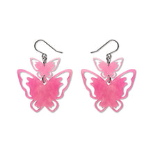 Load image into Gallery viewer, Pink Double Butterfly Drop Earrings - Erstwilder By Your Side